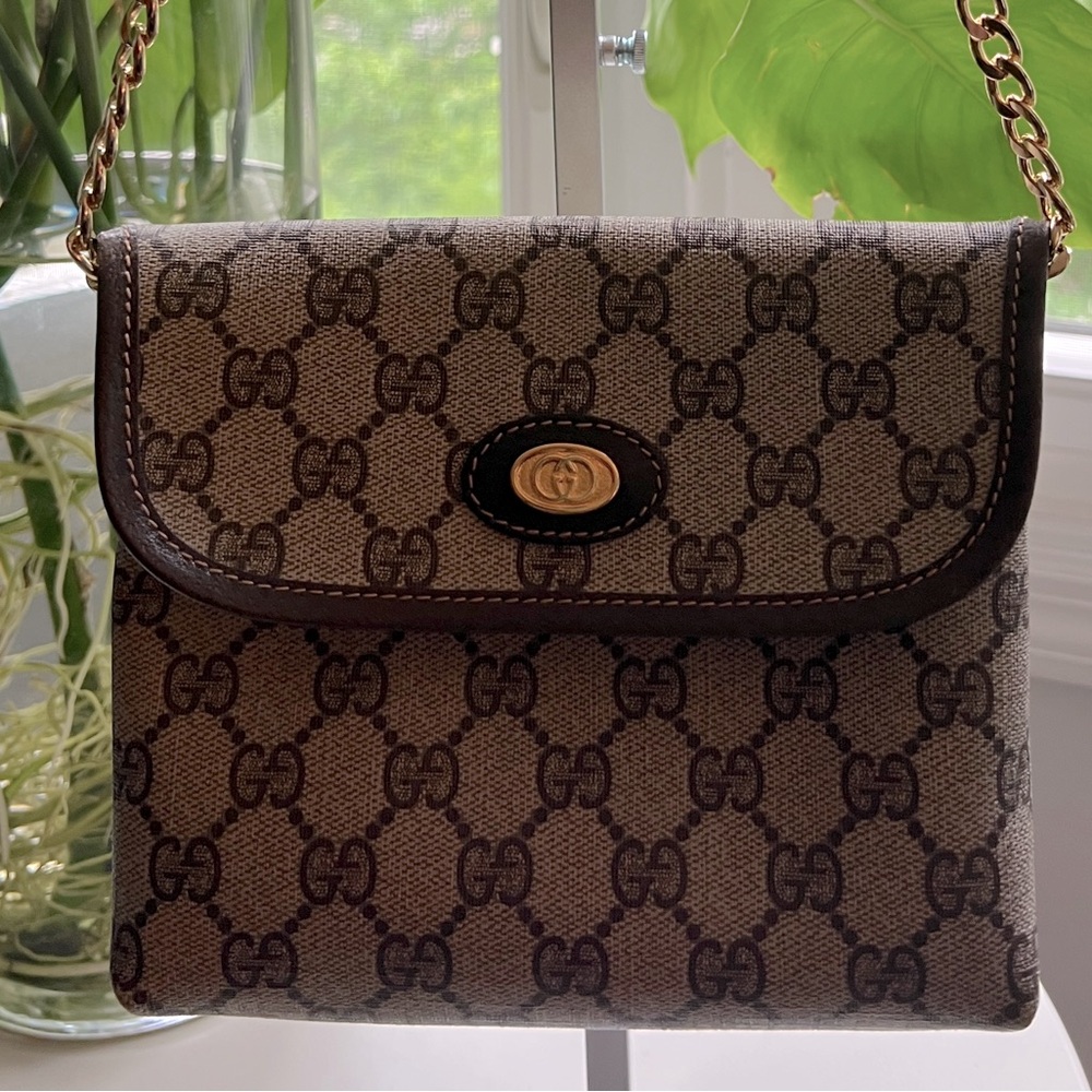 Gucci Brown and Cream Crossbody Bag with Iconic Monogram